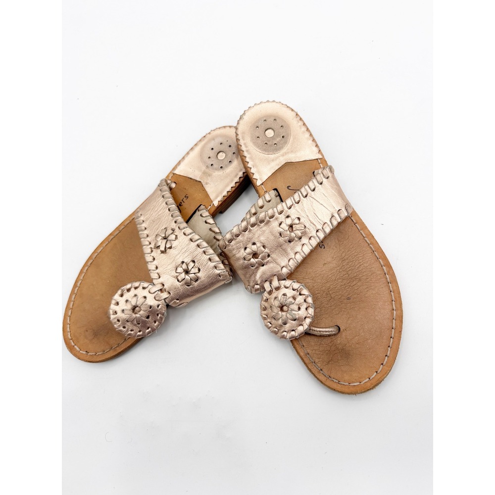 Jack Rogers Miss Hamptons II Rose Gold Metallic Leather Sandals Girls Size 3